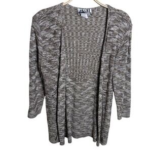 212 New York Womens Brown Space Dye Open Front Cardigan 3/4 Sleeve MD y2k